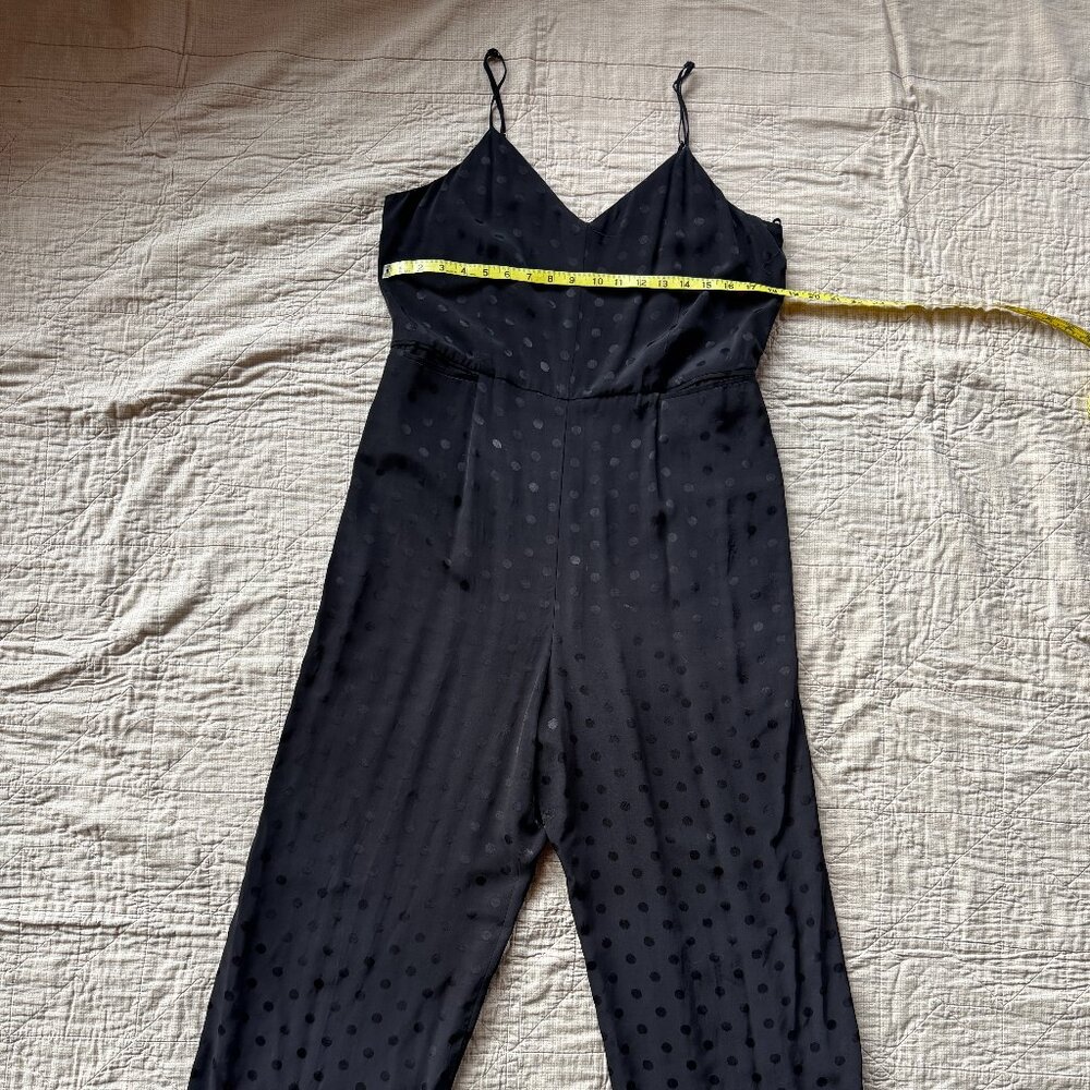 Anthropologie The Essential Women Black Polka Dot Wide Leg Jumpsuit Size 10
